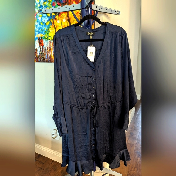 Jessica Simpsons Best Dress Navy Buttons - Picture 2 of 5